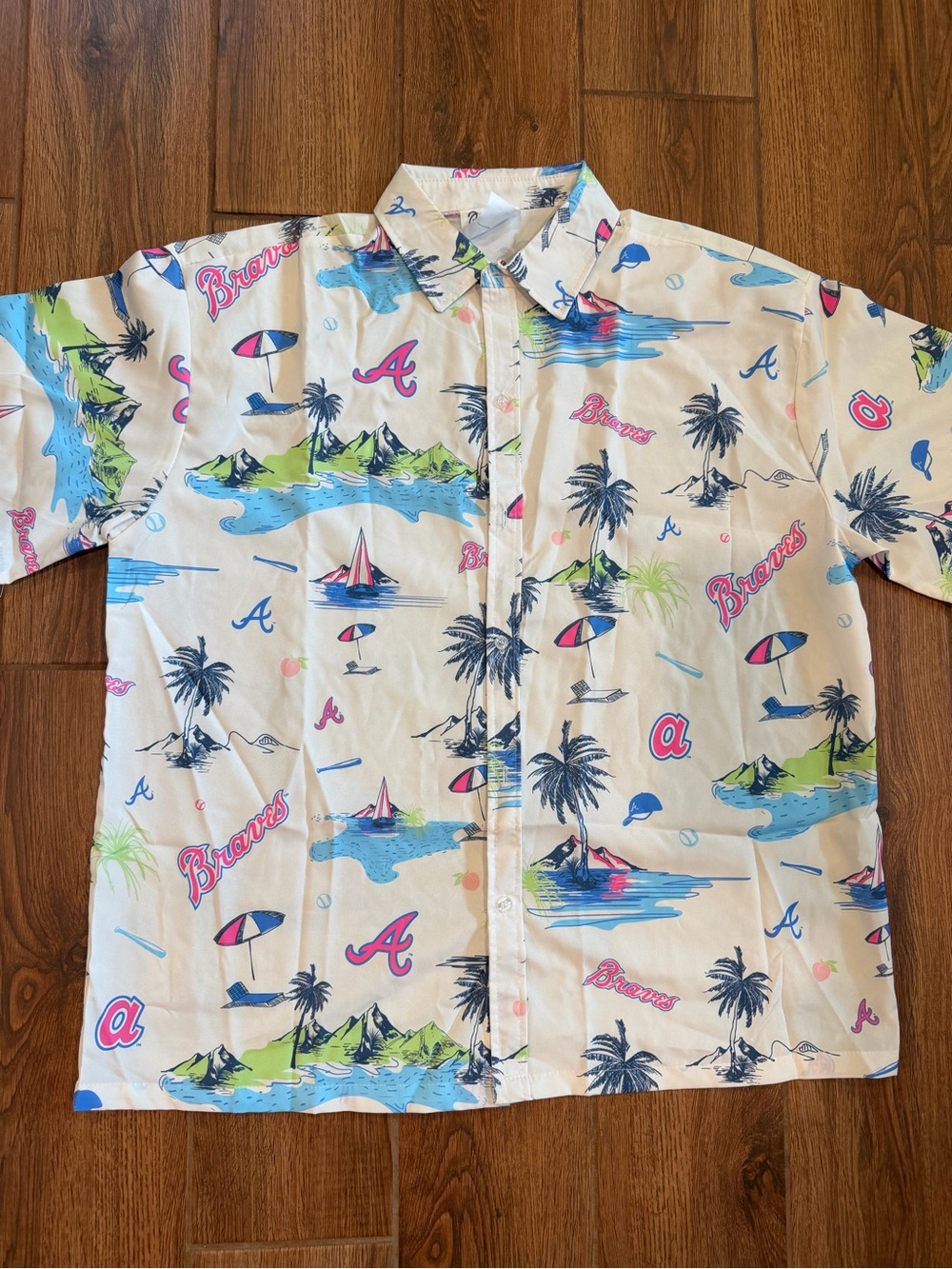 Atlanta Braves Braves country Tropical print Button-Down Shirt / men’s large